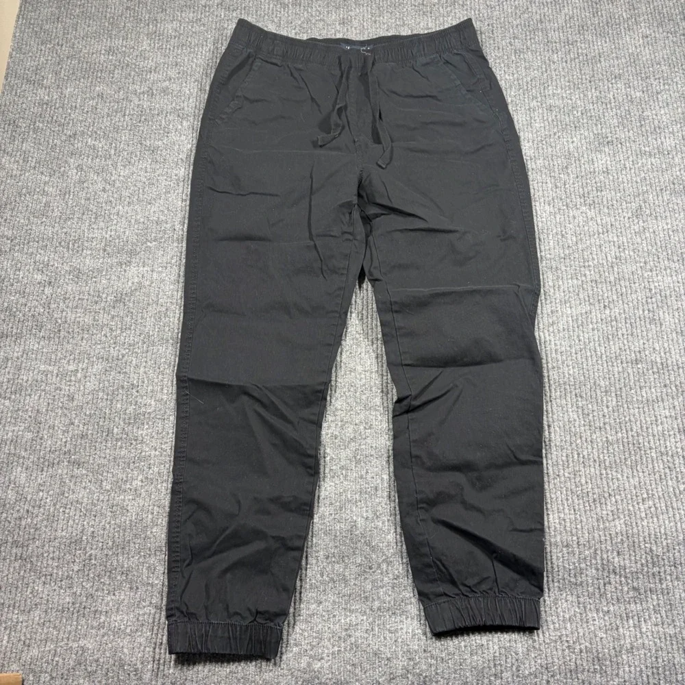 Aeropostale Joggers Men's M Black Stretch  Pants Drawstring Elastic Waist Casual